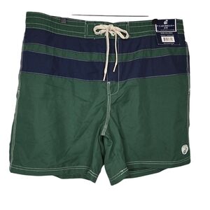 Caribbean Joe Mens Fairway Green Navy Blue Board Swim Trunks Shorts Size XXL